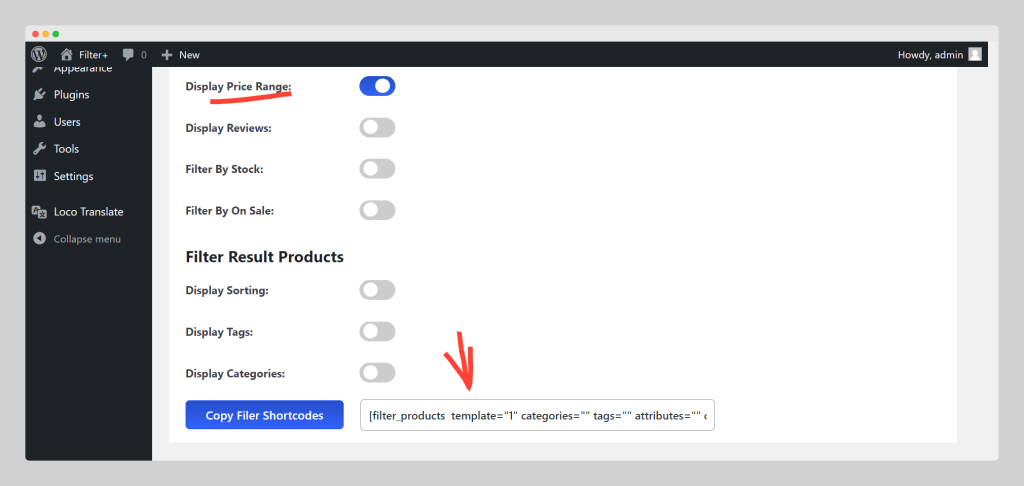 WooCommerce Filter By Price Range, Woooplugin, Filter Plus Shortcode Copy