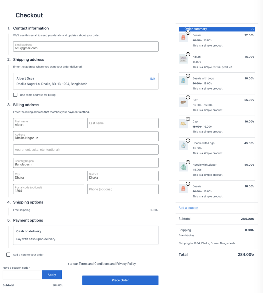 quick checkout in Woocommerce