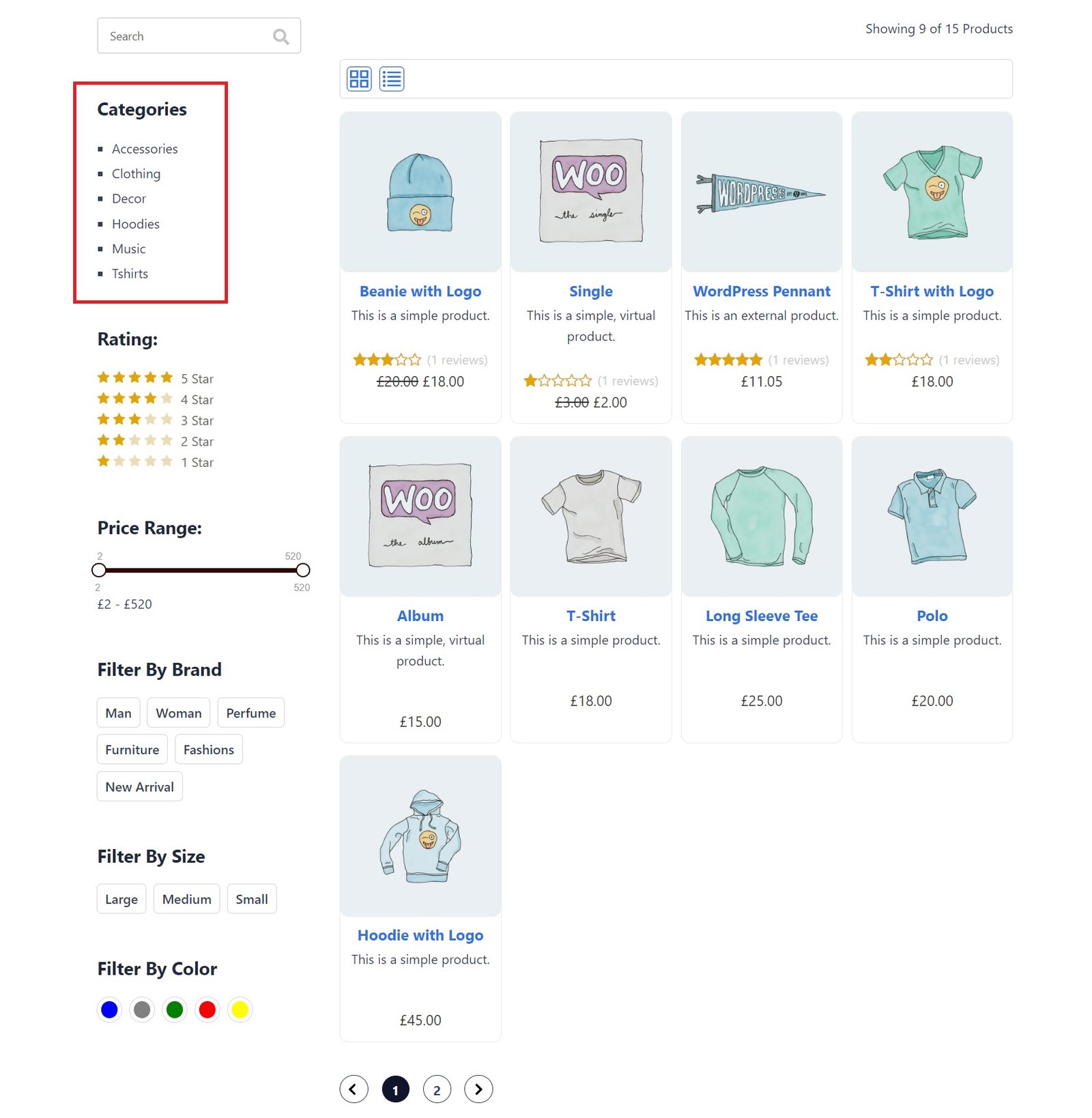 Final preview of product filtering using filter plus