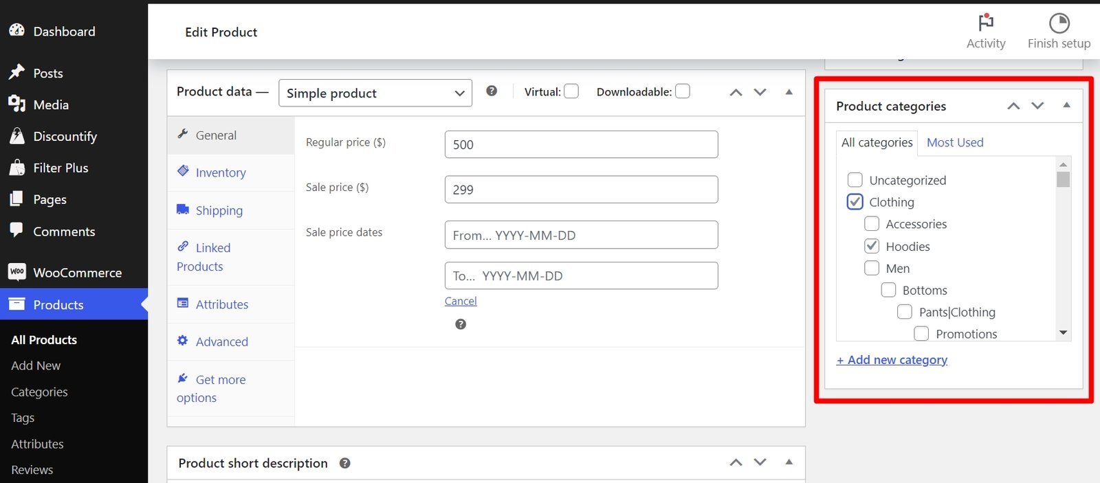 Set Product Category