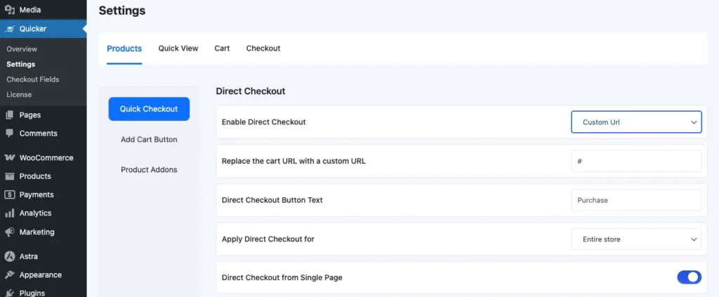 Direct Checkout WooCommerce