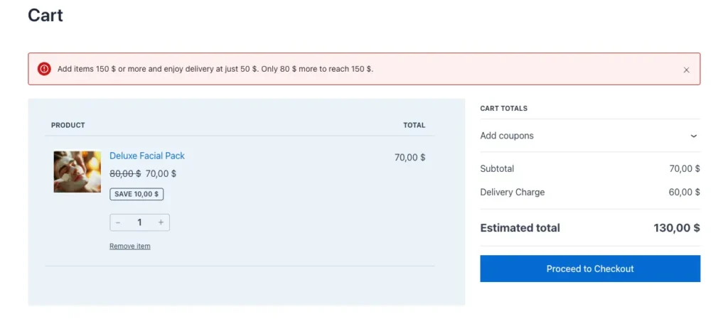 WooCommerce Cash on Delivery charges displayed on cart page, checkout page, and order confirmation email for transparent customer experience.