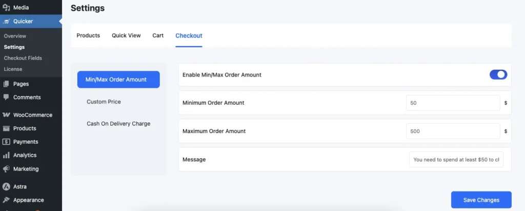 Mini/Max Order Amount 1 min-max-order-amount