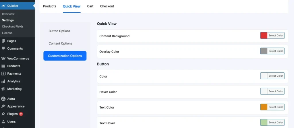 Quick View Option for WooCommerce Products 3 quickview-admin-customization
